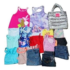 Lot Of Girls Tank Tops , Capri & Justice Bag 18 Pieces Size 10-12  ALLSEASON‎